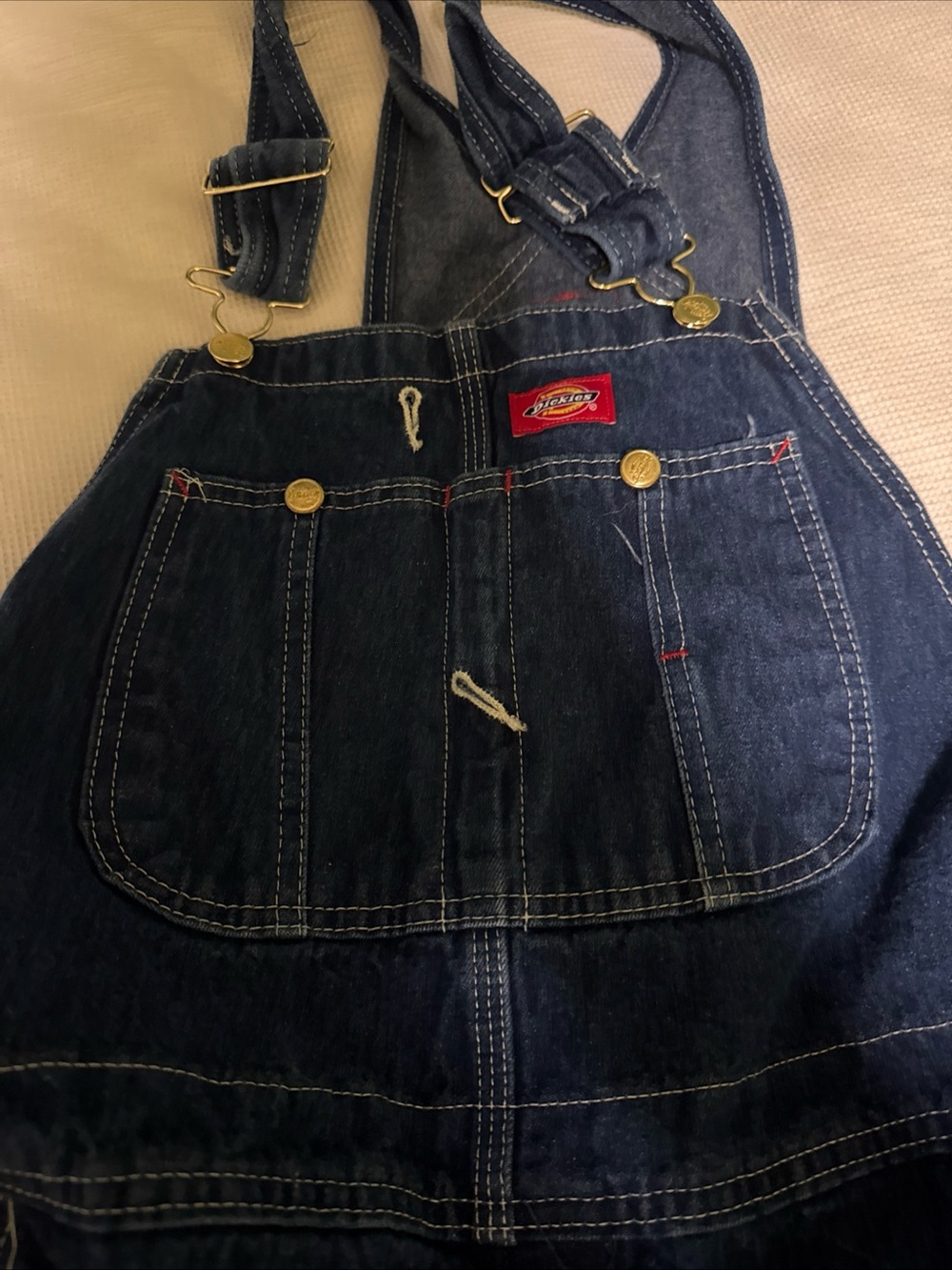 Dickies Men 34x30 Denim Bib Overalls Dark Wash Workwear Carpenter Made In Mexico